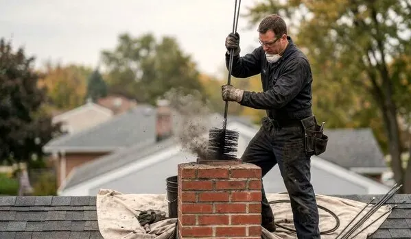 Rooftop chimney sweep in Sunnyvale